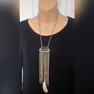 BKE Multi-metal Necklace w/Feather 